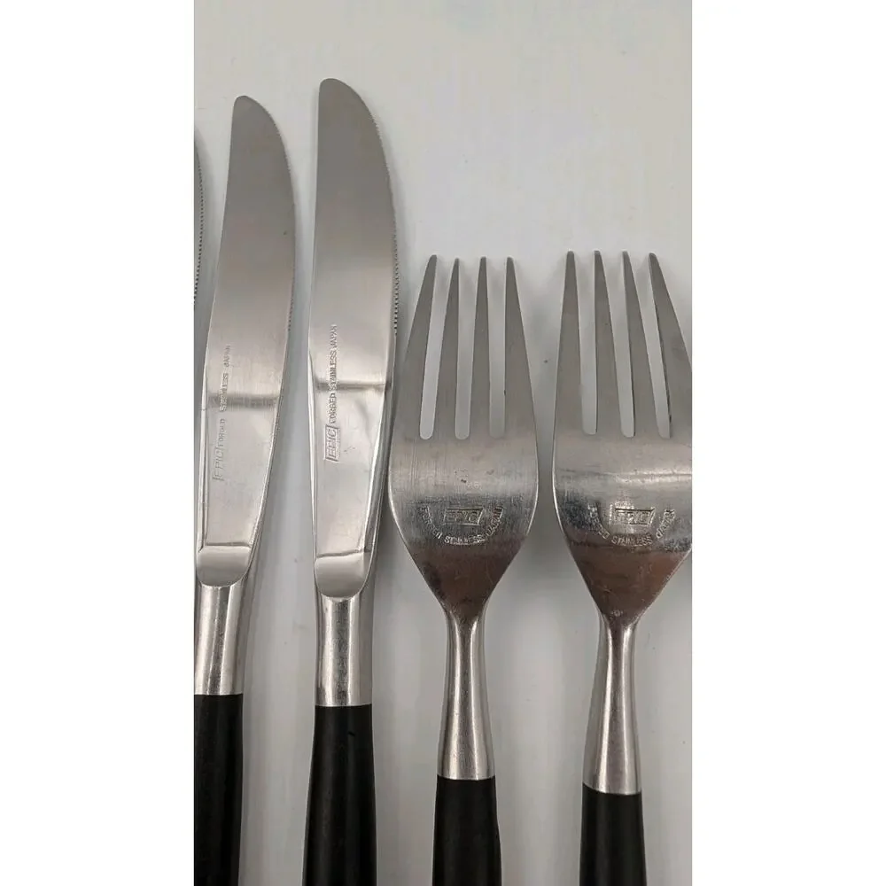 Epic Forged Stainless Black Flatware MCM 11 Pieces Spoons Forks Knives